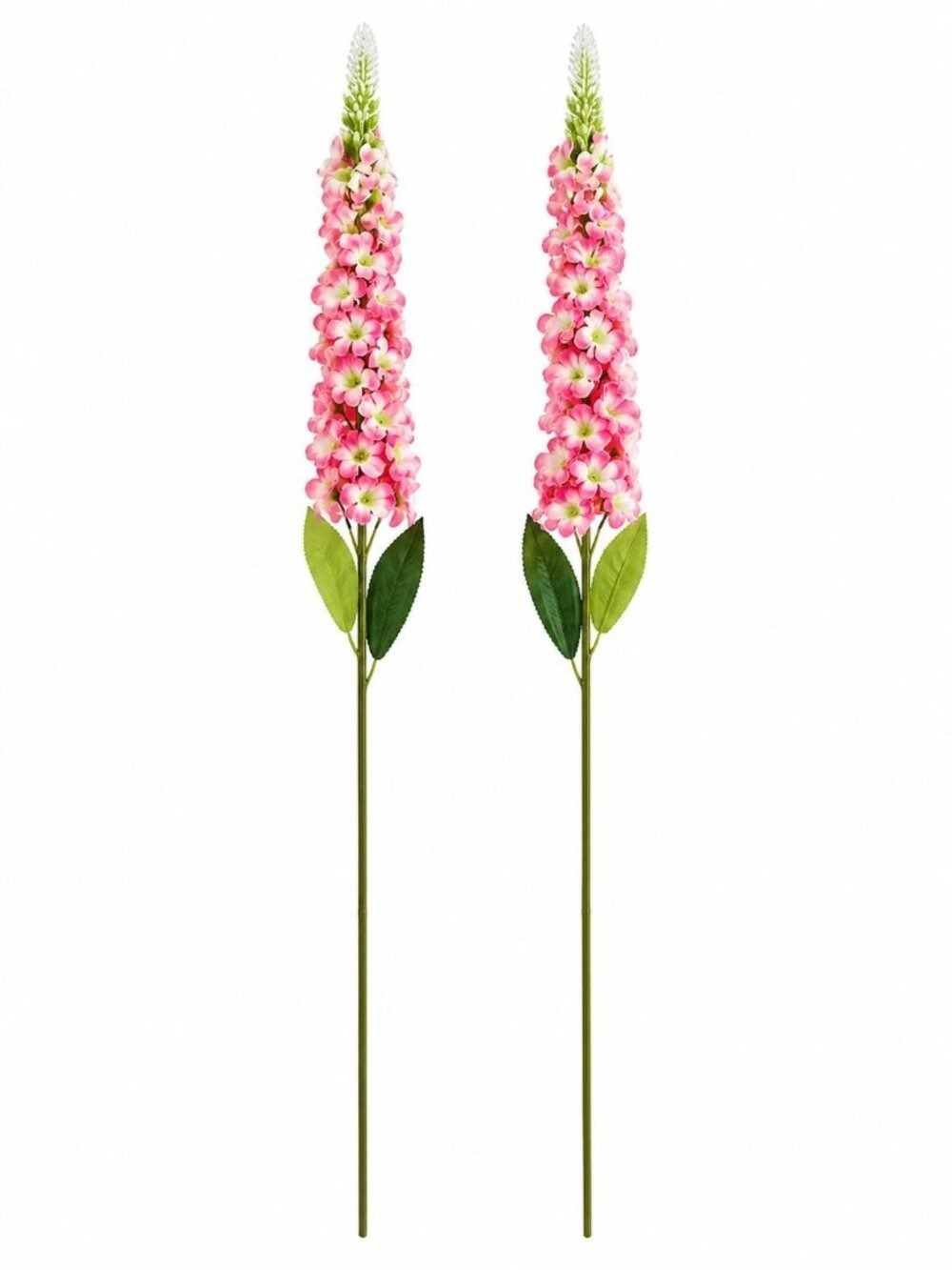 Pink Snapdragon Stems Set of 2 Artificial Larkspur Spike Flowers 26 Inch Faux Fl